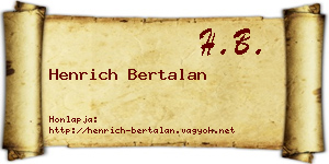 Henrich Bertalan névjegykártya